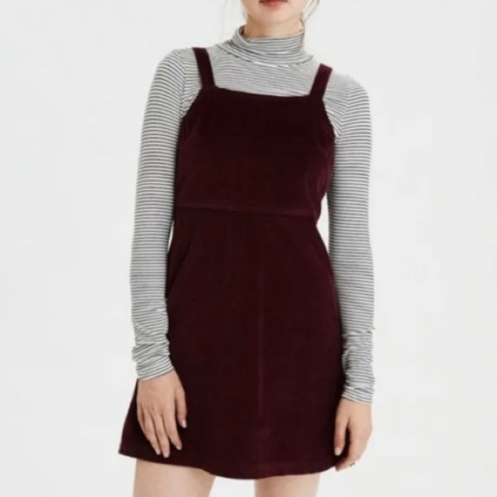 American Eagle Corduroy Dress Maroon